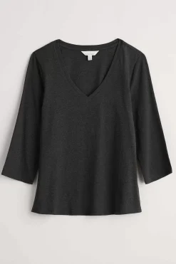 Women Seasalt Cornwall Alighting 3/4 Sleeve V-Neck Jersey Top