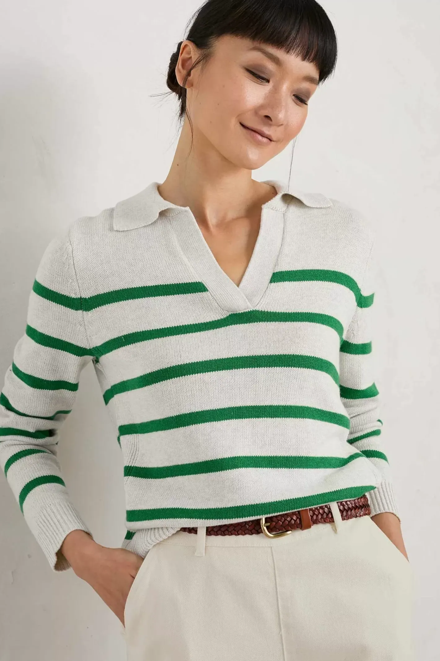 Women Seasalt Cornwall Barbizan Long Sleeve Collared Jumper