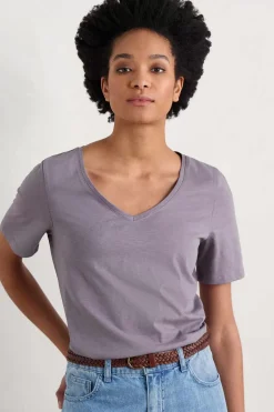 Women Seasalt Cornwall Burdock Organic Cotton V-Neck T-Shirt (Gots)
