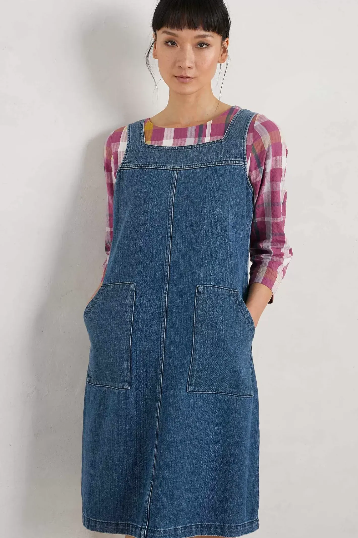 Women Seasalt Cornwall Calican Denim Pinafore Dress