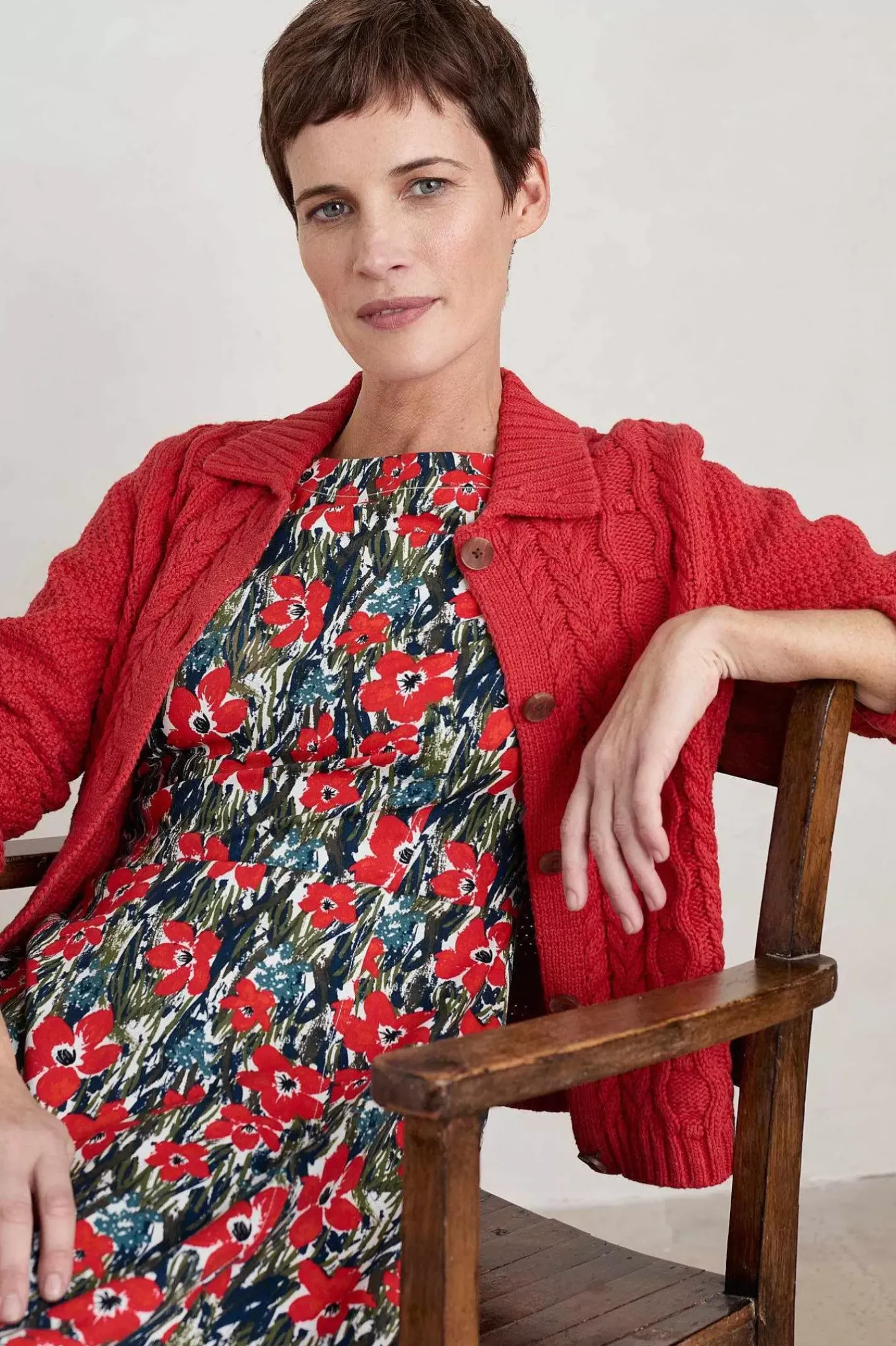 Women Seasalt Cornwall Forest Ridge Cable Knit Collared Cardigan