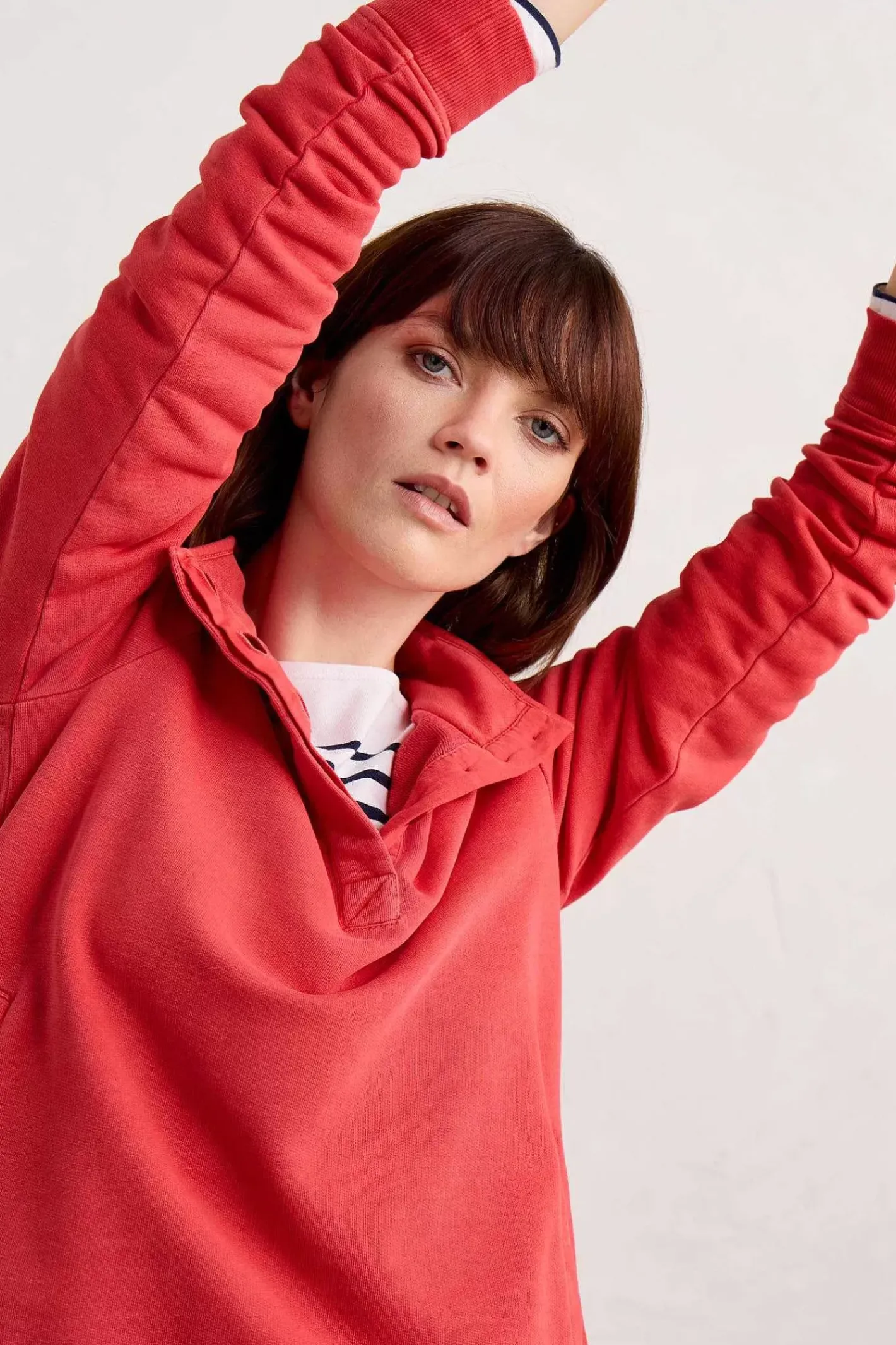 Women Seasalt Cornwall Greenshank Organic Cotton Collared Sweatshirt