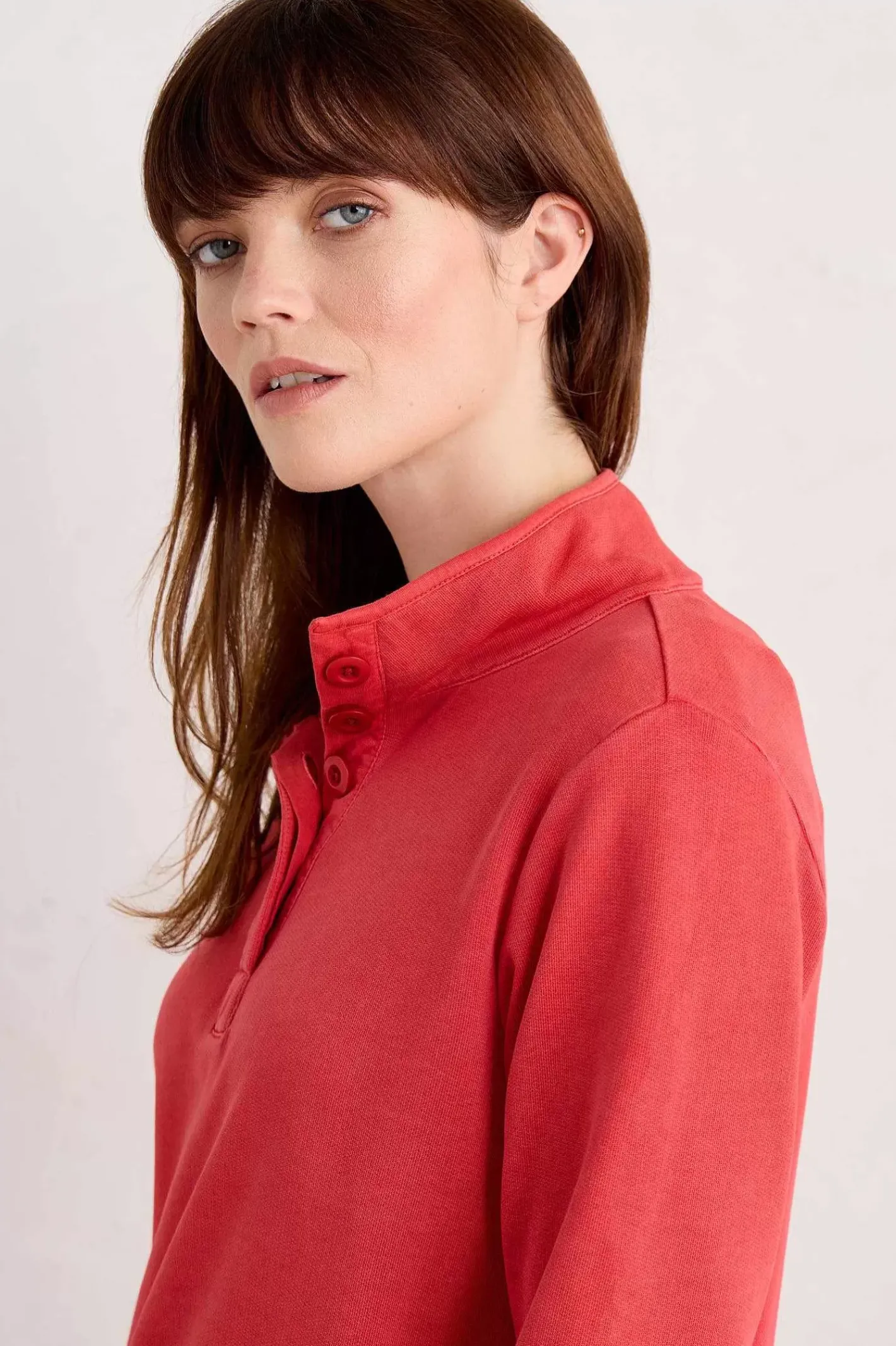 Women Seasalt Cornwall Greenshank Organic Cotton Collared Sweatshirt
