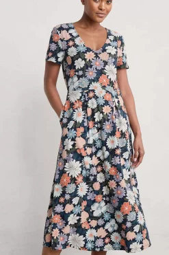 Women Seasalt Cornwall Helena Short Sleeve V-Neck Midi Dress