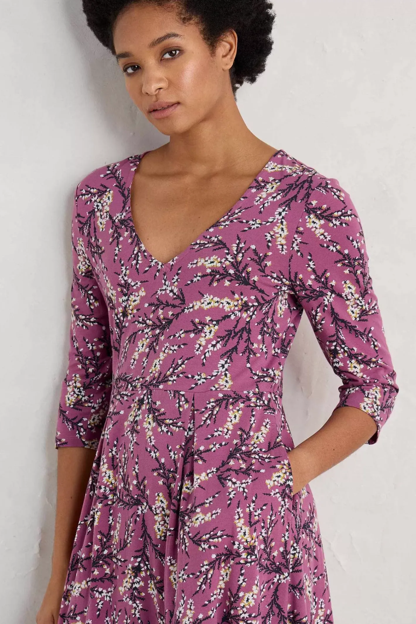 Women Seasalt Cornwall Helena V-Neck Jersey Midi Dress (Gots)