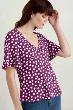 Women Seasalt Cornwall Herb Garden Angel Sleeve V-Neck Top