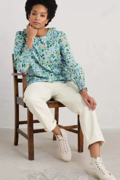 Women Seasalt Cornwall Last Leaf Printed Organic Cotton Top (Gots)