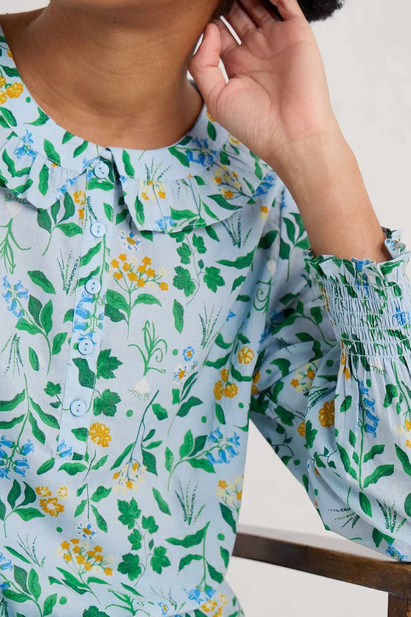 Women Seasalt Cornwall Last Leaf Printed Organic Cotton Top (Gots)