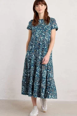 Women Seasalt Cornwall Line Strokes Short Sleeve Dress (Gots)