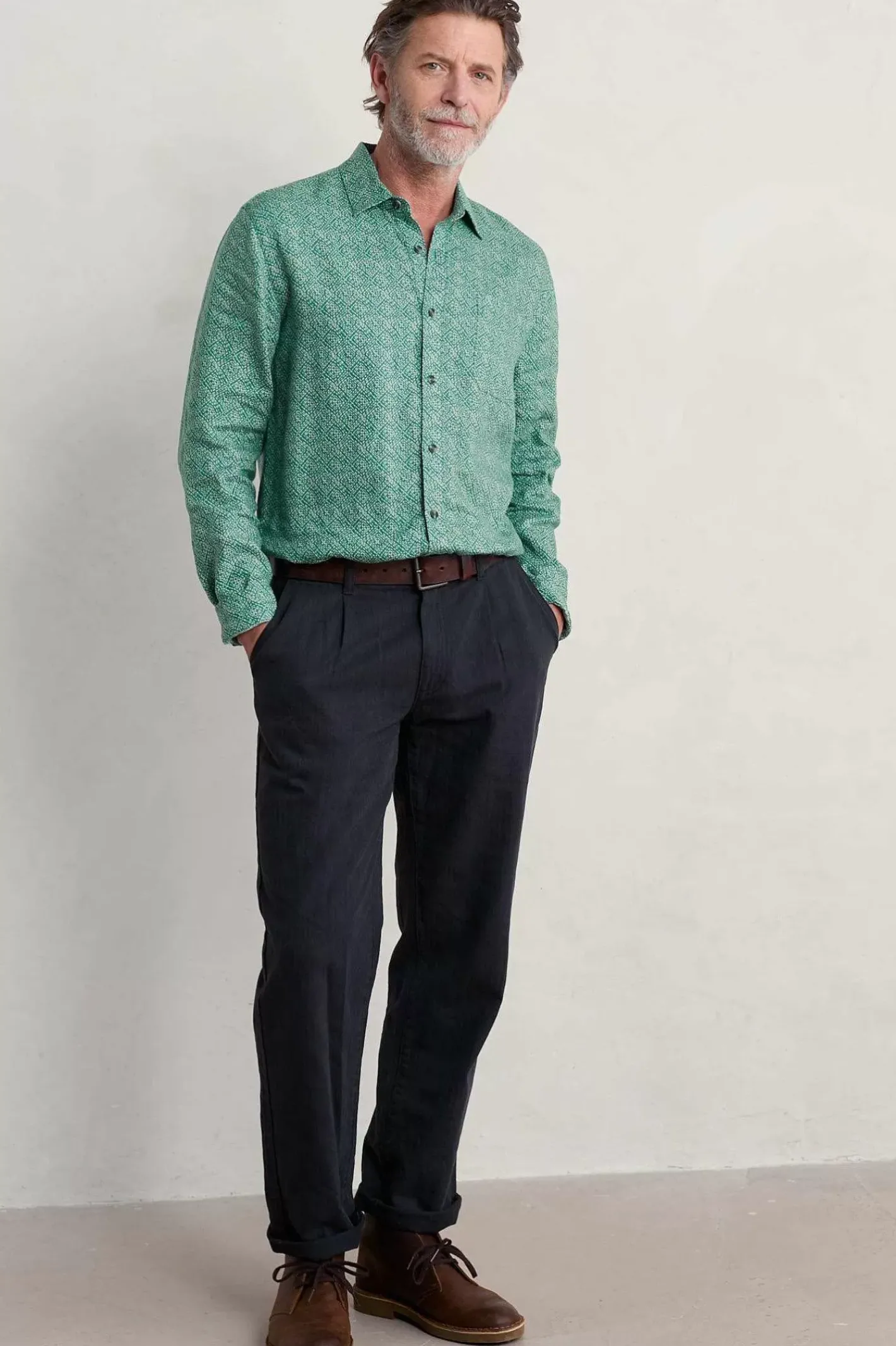 Men Seasalt Cornwall Men's Anthony Printed Linen Shirt