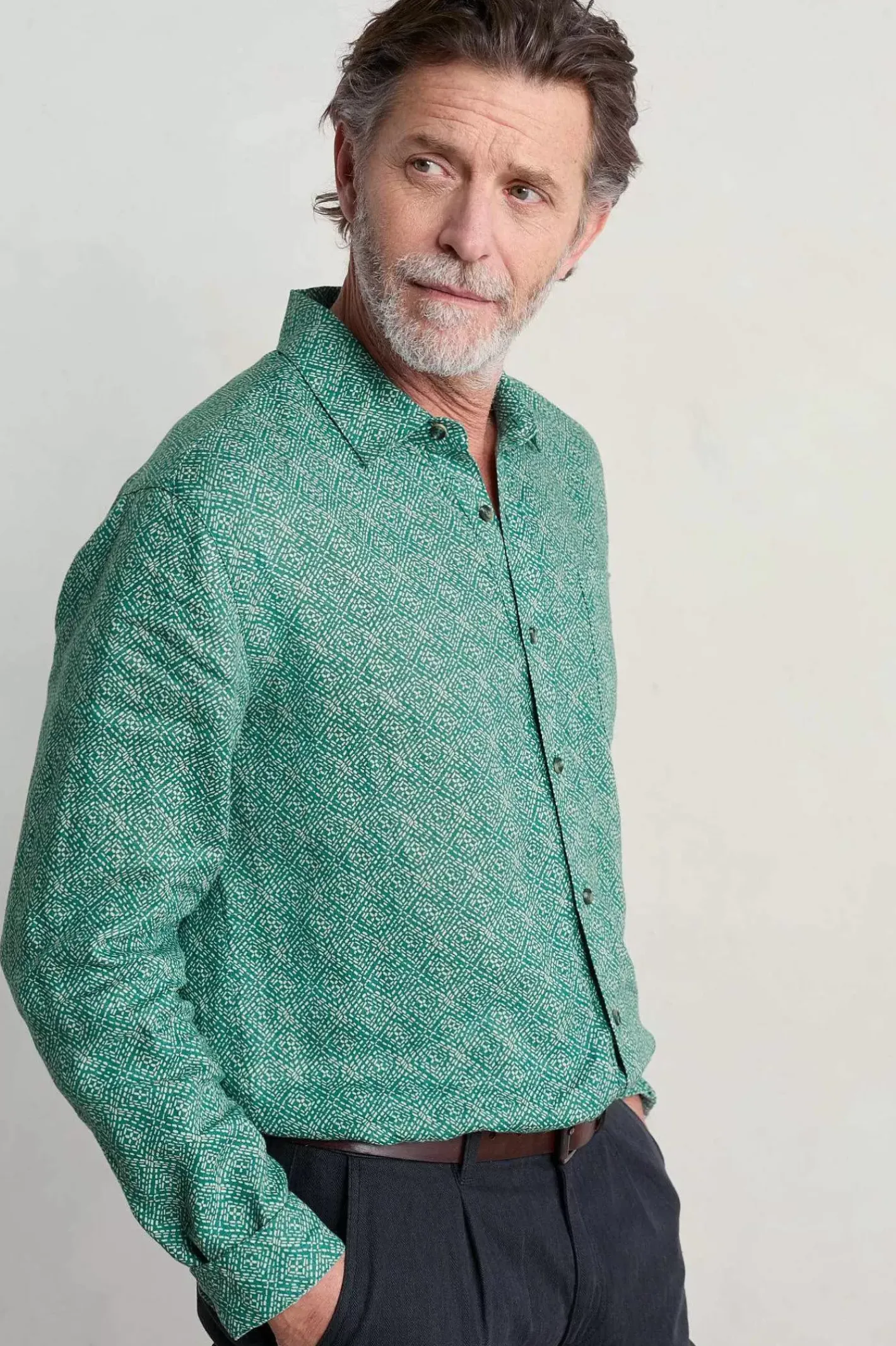 Men Seasalt Cornwall Men's Anthony Printed Linen Shirt