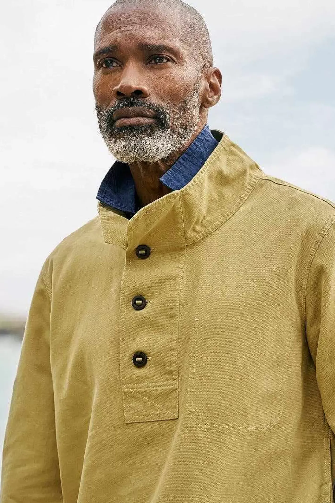 Men Seasalt Cornwall Men's Clay Stone Organic Cotton Pullover Smock