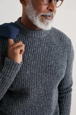 Men Seasalt Cornwall Men's Wheelwright Ribbed Lambswool Blend Jumper