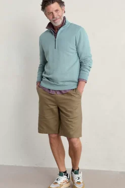 Men Seasalt Cornwall Men's Wood Moss Quarter Zip Sweatshirt
