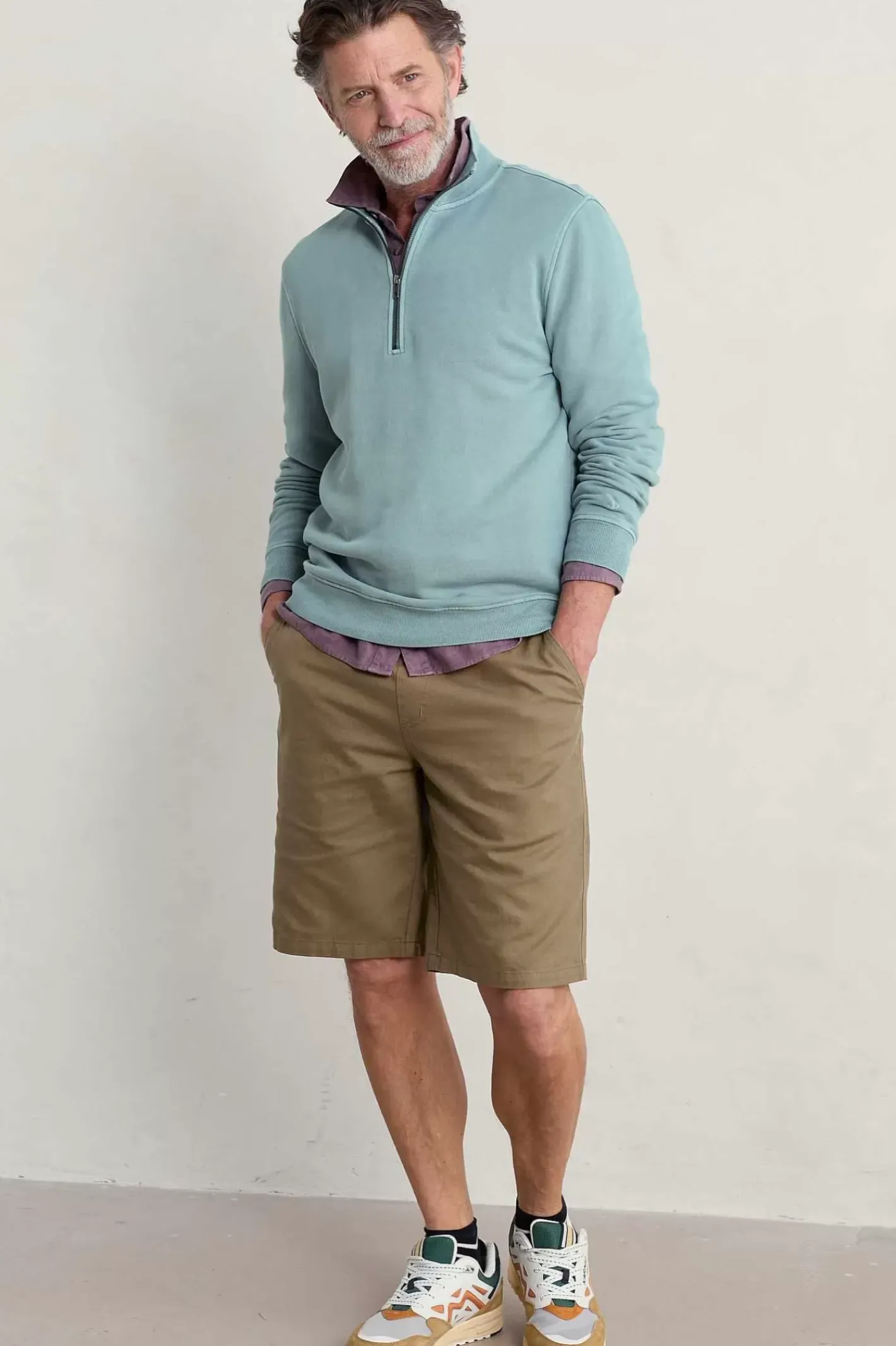 Men Seasalt Cornwall Men's Wood Moss Quarter Zip Sweatshirt
