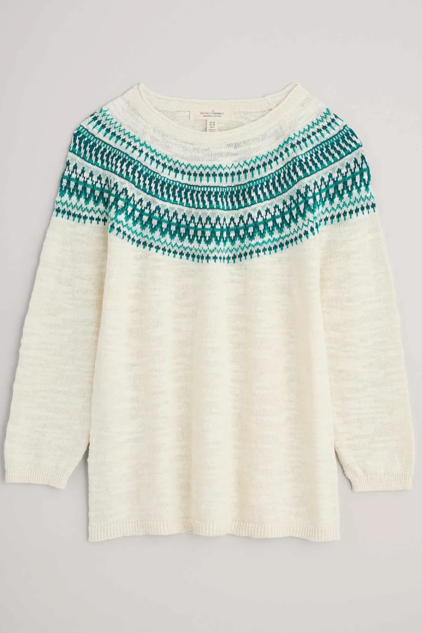 Women Seasalt Cornwall Penvoose Three Quarter Sleeve Fair Isle Jumper