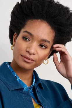 Women Seasalt Cornwall Petrel Hoop Raffia Hoop Earrings