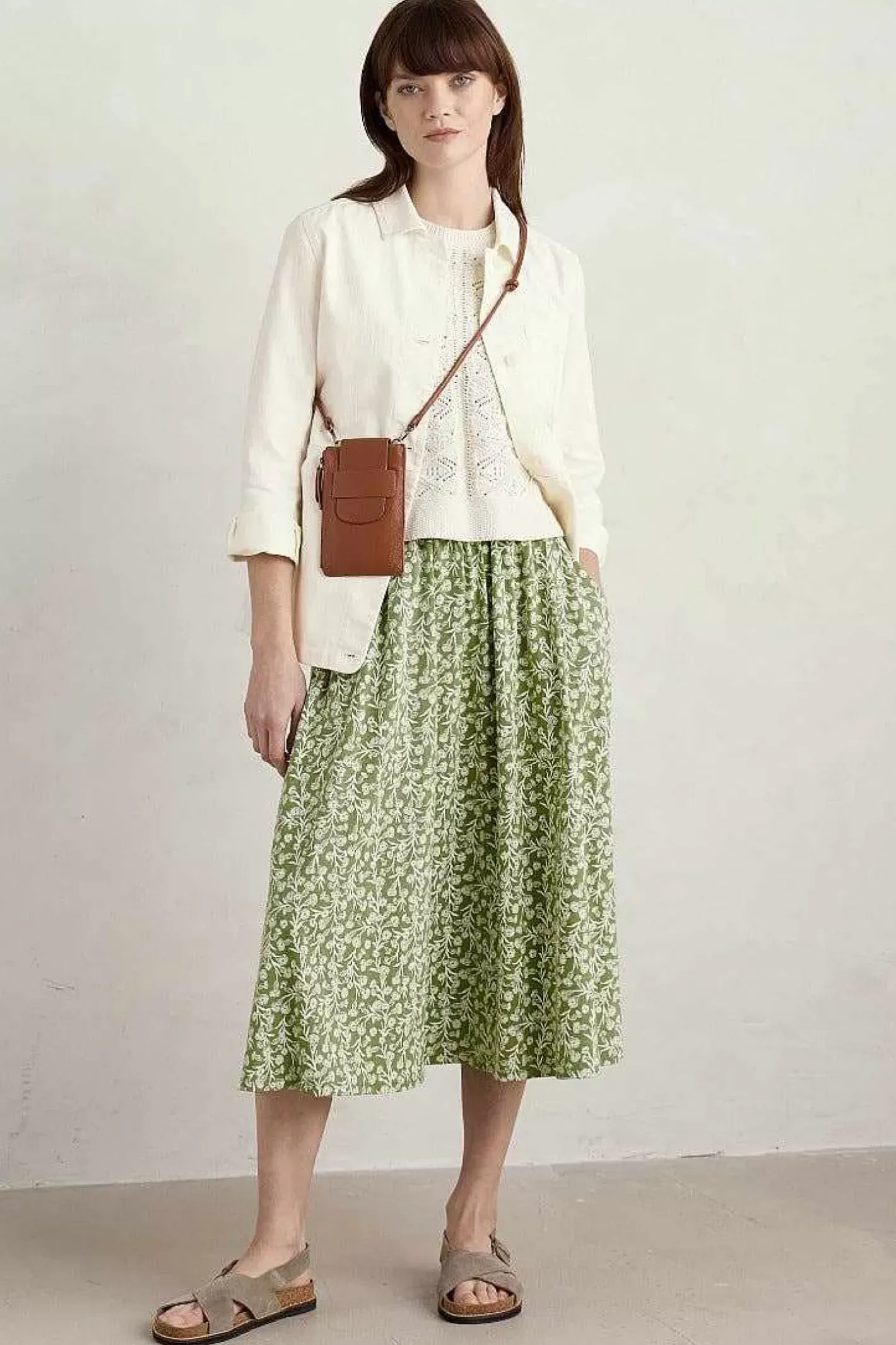 Women Seasalt Cornwall Ready Sail Printed Jersey Midi Skirt