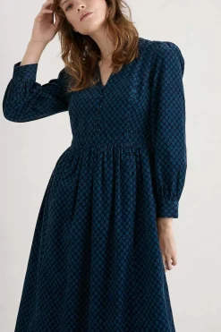 Women Seasalt Cornwall Rose Cottage Printed Cord Midi Dress