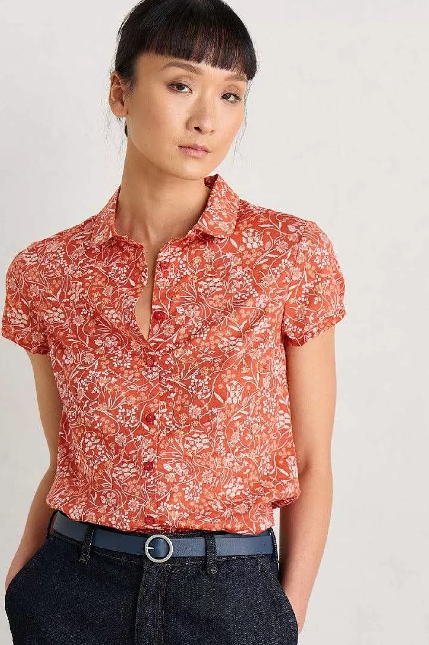 Women Seasalt Cornwall Rushmaker Short Sleeve Shirt