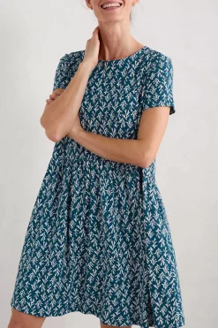Women Seasalt Cornwall Sea Mirror Jersey Dress With Short Sleeves