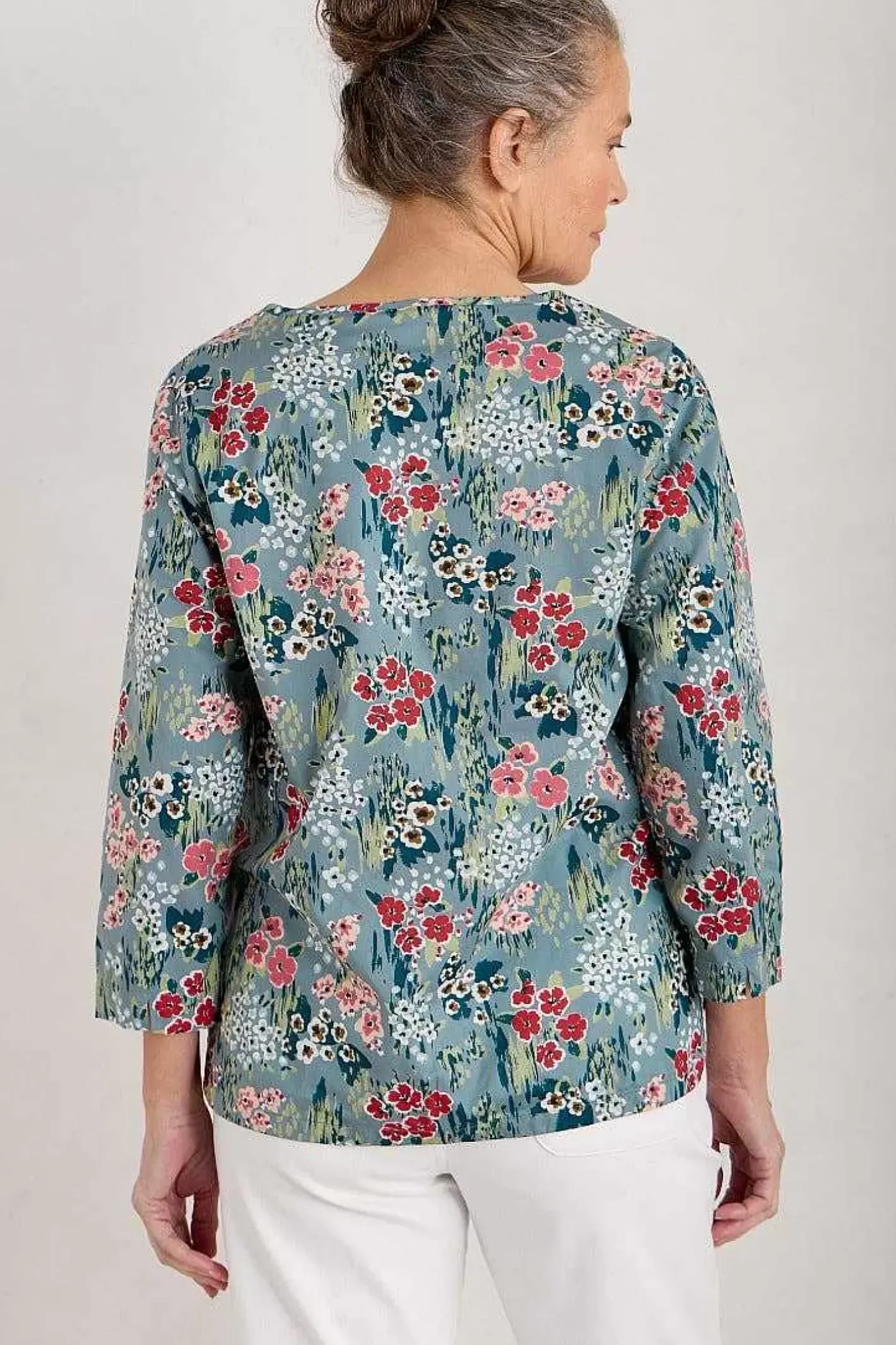 Women Seasalt Cornwall Watercolour Sketch 3/4 Sleeve Top (Gots)