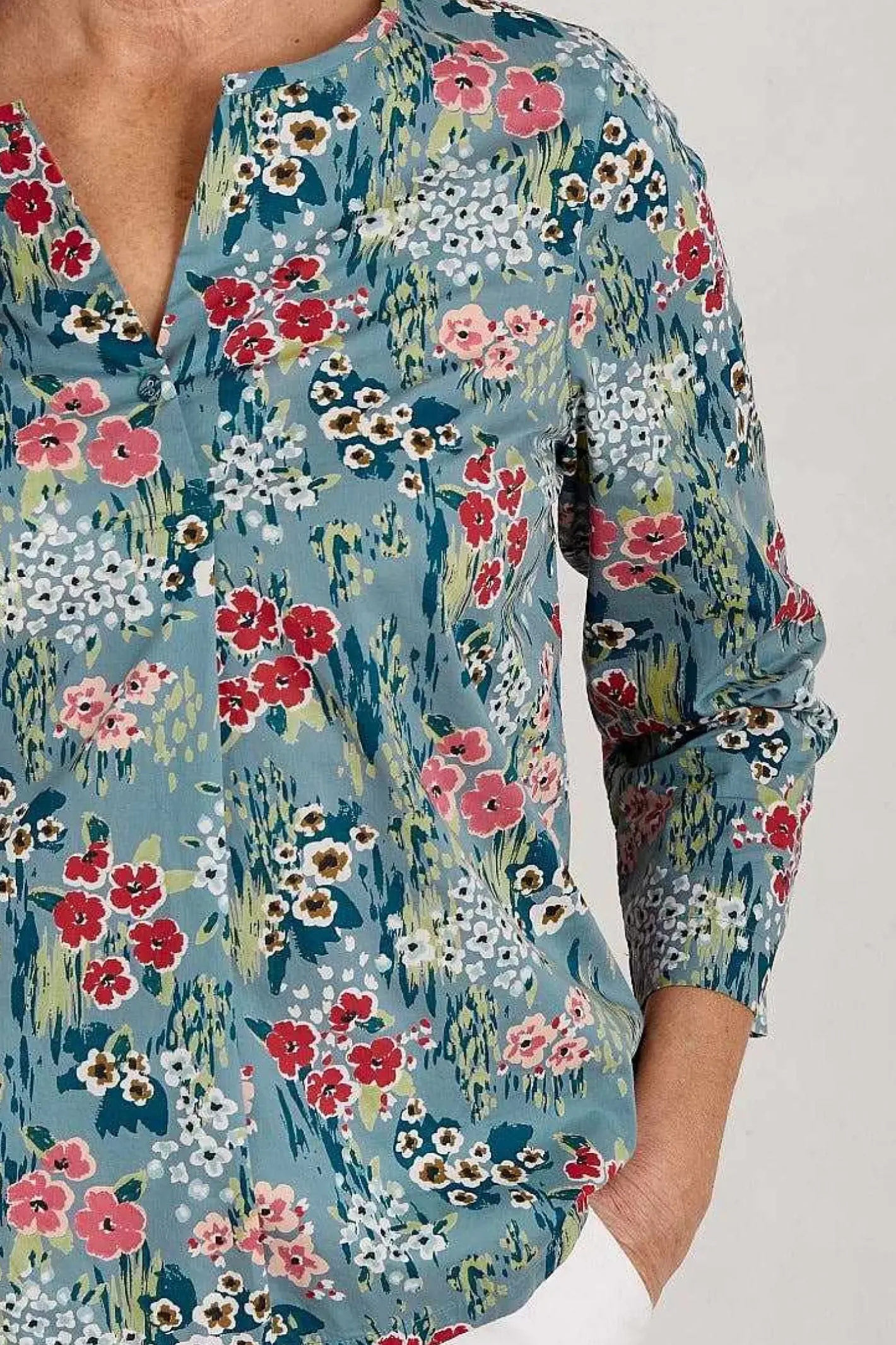 Women Seasalt Cornwall Watercolour Sketch 3/4 Sleeve Top (Gots)