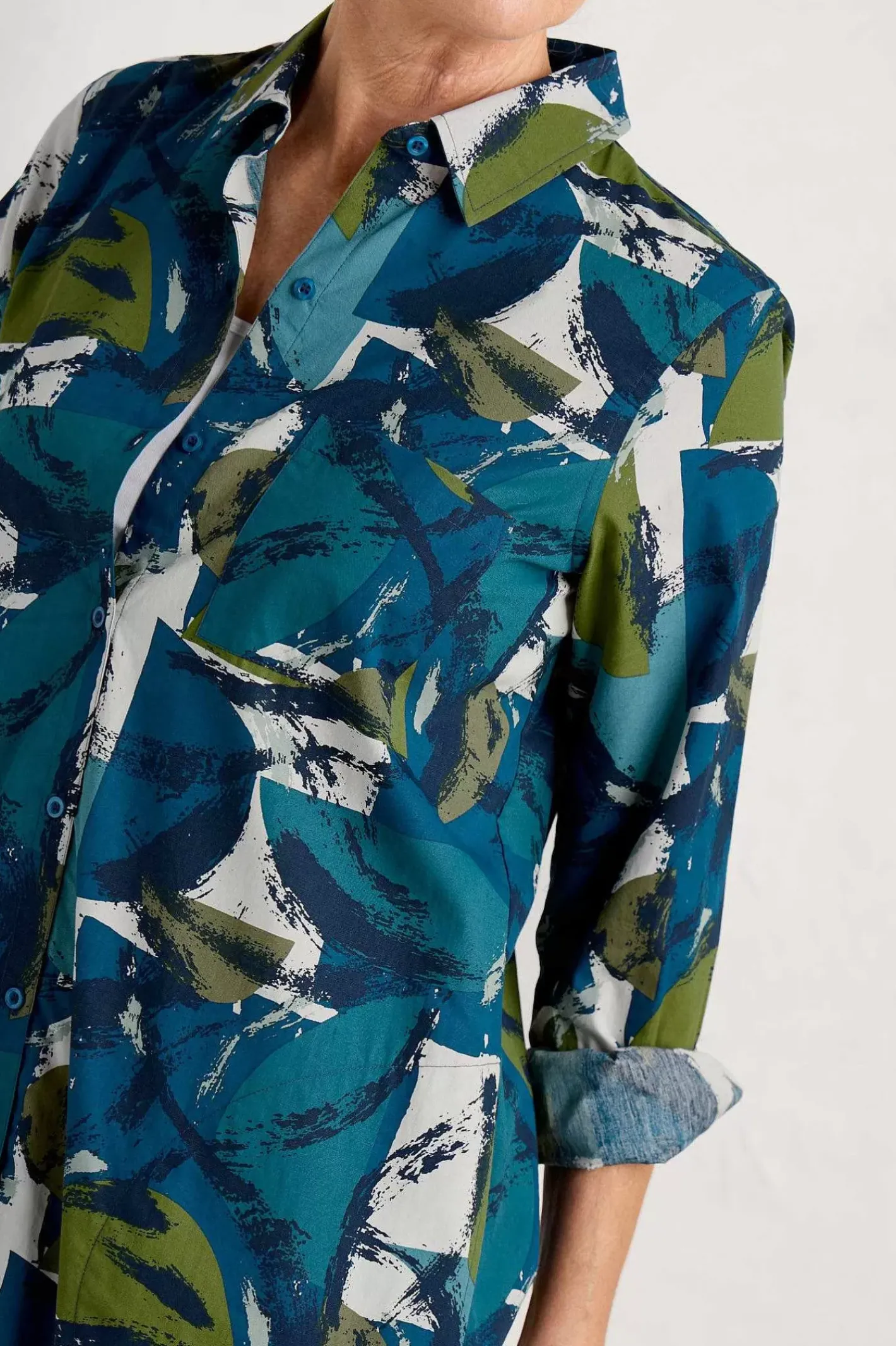 Women Seasalt Cornwall Waterworn Textured Longline Shirt (Gots)