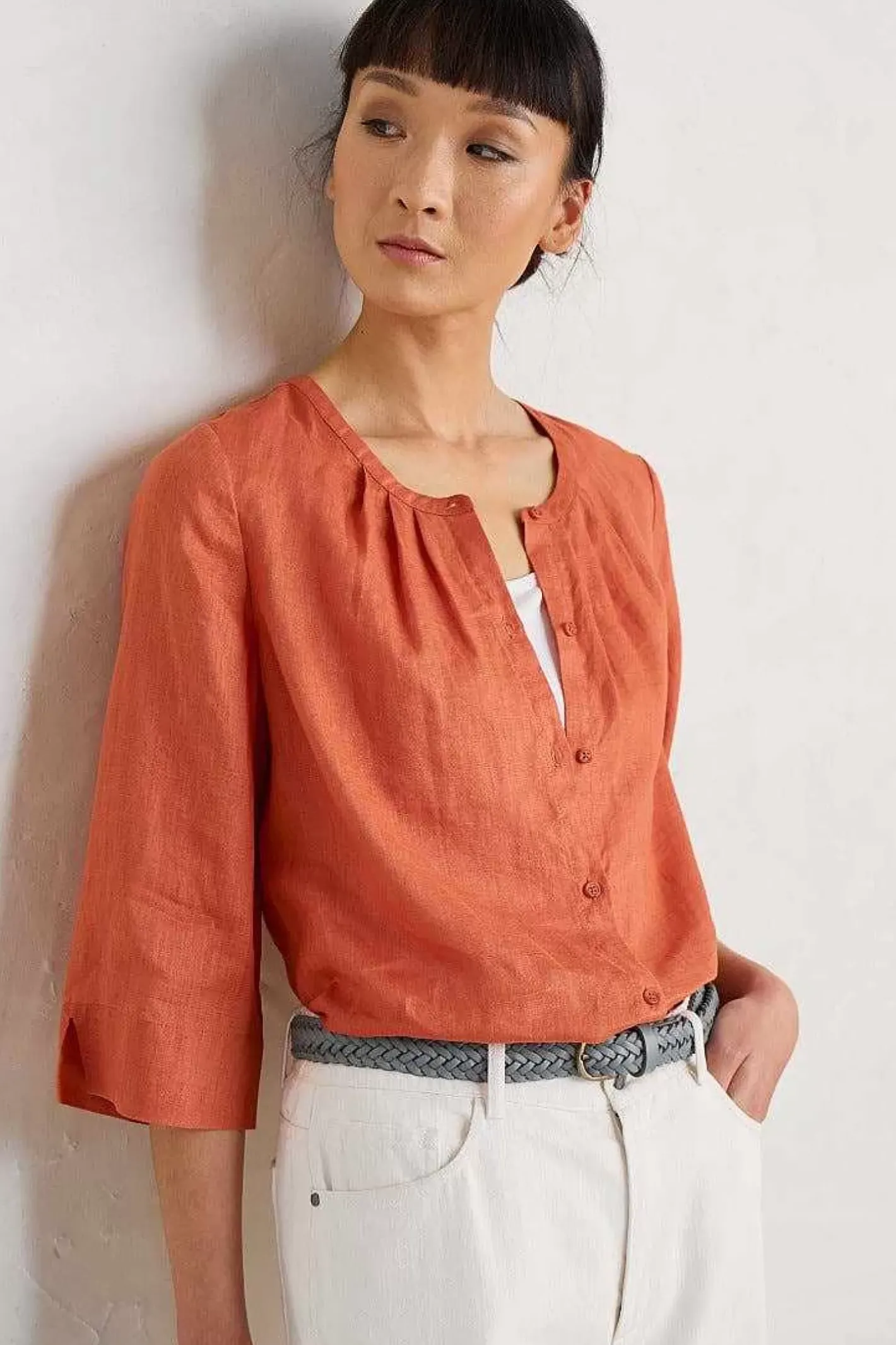 Women Seasalt Cornwall Wild Fennel Button Through Linen Top