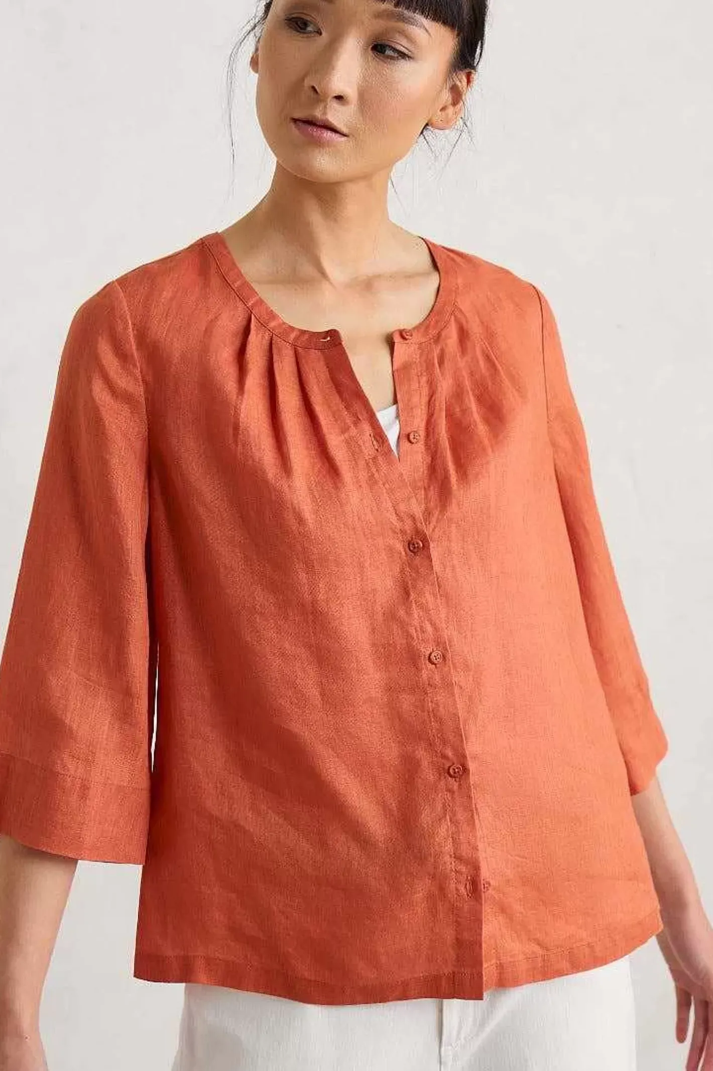 Women Seasalt Cornwall Wild Fennel Button Through Linen Top