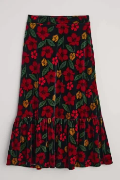 Women Seasalt Cornwall Wildflower Tiered Velvet Maxi Skirt